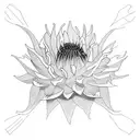 dahlia and thistle negative space blackout tattoo design idea
