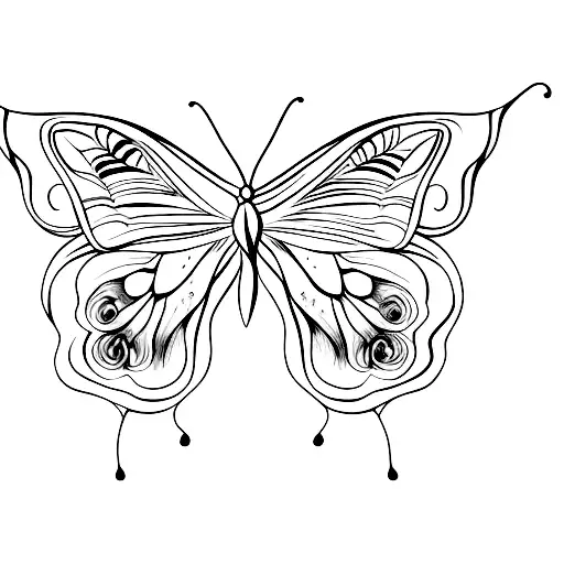 two butterflies one with a hallow tattoo design idea