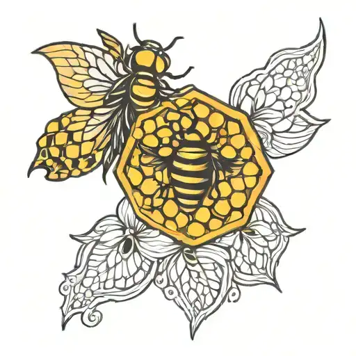 lace with honeycomb pattern tattoo design idea
