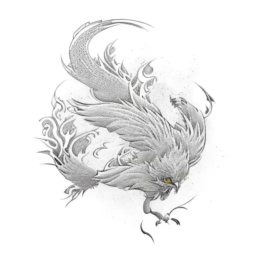 japanese style phoenix  tattoo design idea
