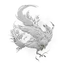 japanese style phoenix  tattoo design idea