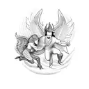 devil and angel dancing tattoo design idea