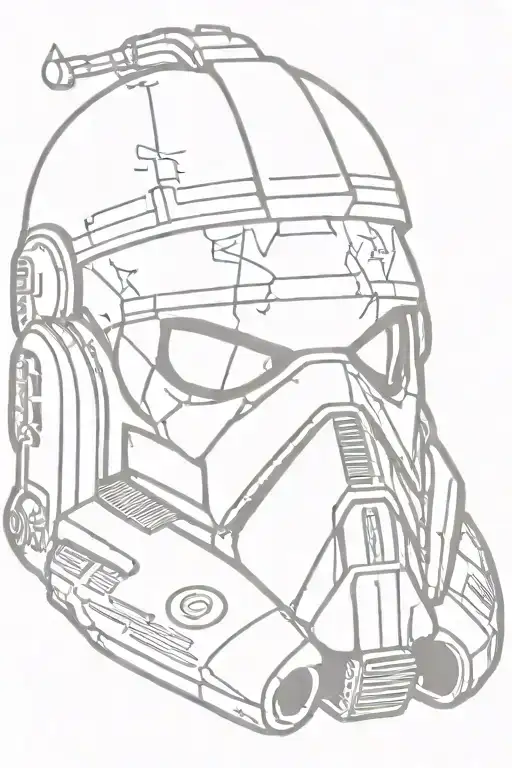 Tie Pilot skull beneath cracked helmet with Remember Yavin script tattoo design idea