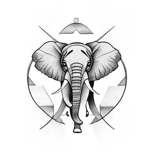 A blackwork tattoo of a tranquil elephant meditating in the Sanuk Sabai style tattoo design idea