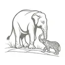 elephant fighting with a bengal tiger tattoo design idea