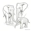 elephant fighting with a bengal tiger tattoo design idea