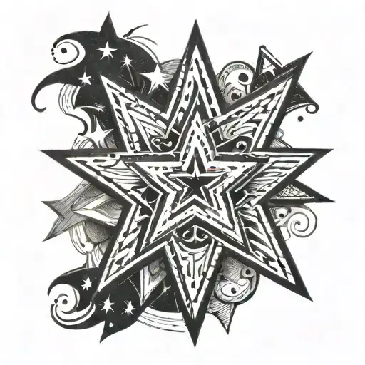 y2k stretched star tattoo design idea