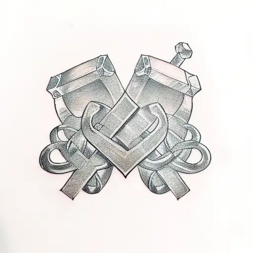 Thor's hammer, shamrock and ligature tattoo design idea