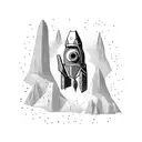 Ancient cave paintings depicting a futuristic spaceship tattoo design idea