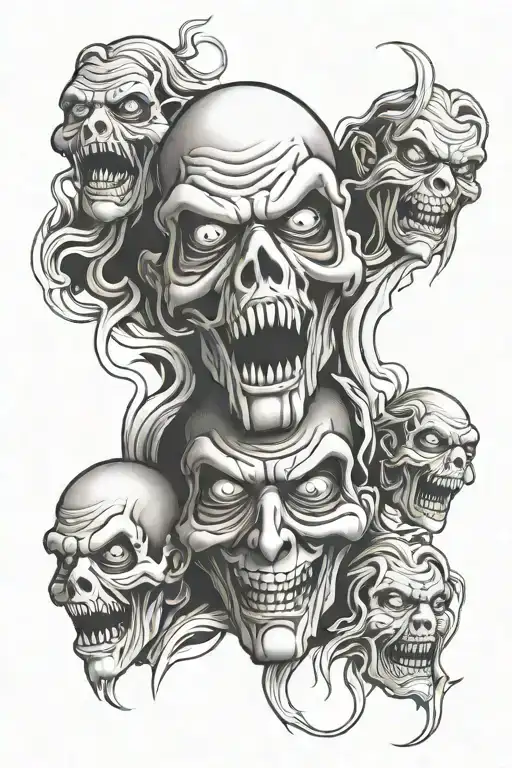See no evil speak no evil hear no evil ghost face    tattoo design idea
