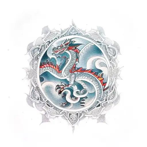 Black fine line mandala art of dragon for adults on Craiyon