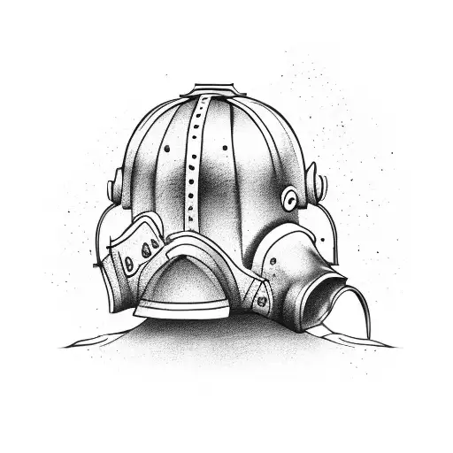 Firefighter helmet with burning football on a field tattoo design idea