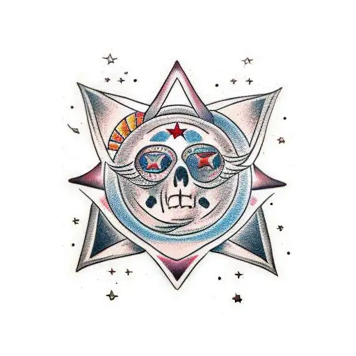 estrellas, sol y luna tattoo design idea