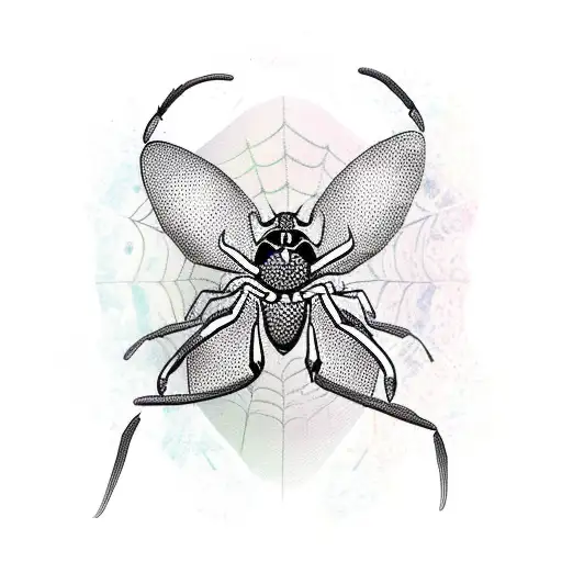 a butterfly with a spider  tattoo design idea