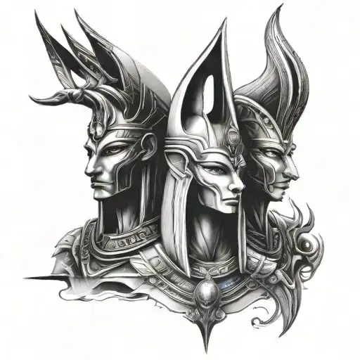 osiris and anubis full sleeve tattoo design tattoo design idea