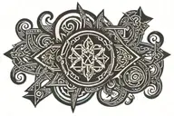 tribal inspired design featuring pharmacy symbol intertwined tattoo design idea