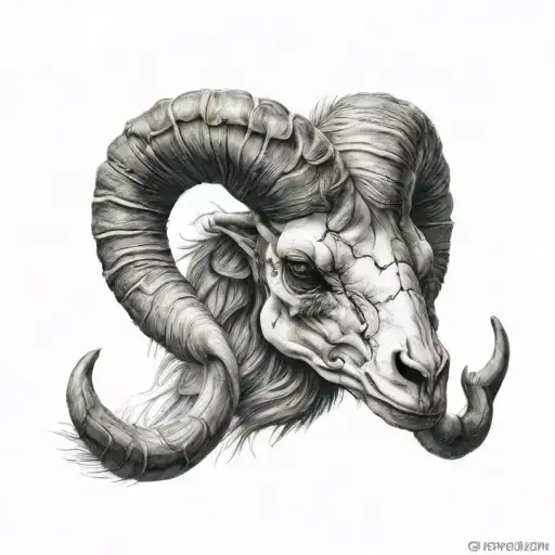 ram skull tattoo design idea