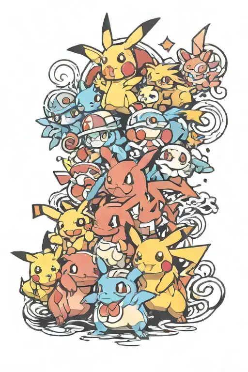 Pokemon characters tattoo design idea
