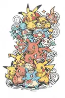 Pokemon characters tattoo design idea