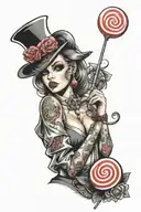 sexy gangster girl with lollipop in hand  tattoo design idea