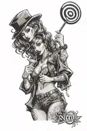 sexy gangster girl with lollipop in hand  tattoo design idea