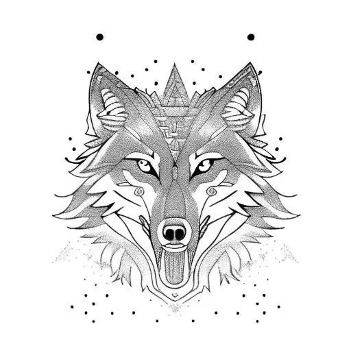 wolf moon sword tattoo design idea