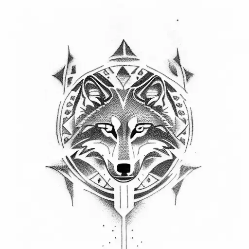 wolf moon sword tattoo design idea