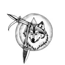 wolf moon sword tattoo design idea