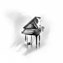 piano fading to audio wave tattoo design idea
