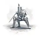 knight kneeling on ground tattoo design idea