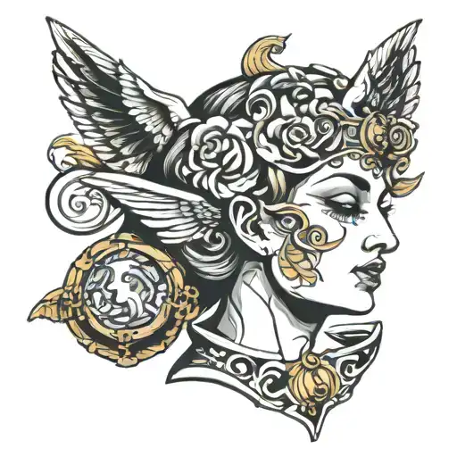 Bowl of hygeia geometric neck tattoo tattoo design idea