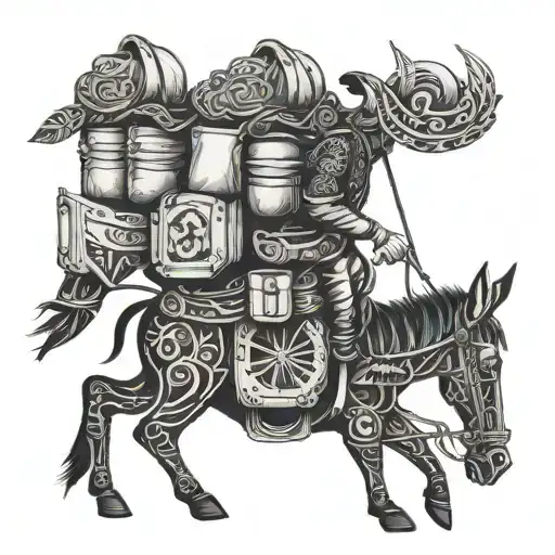 pack mule carrying bags tattoo design idea