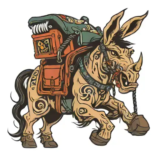 pack mule carrying bags tattoo design idea