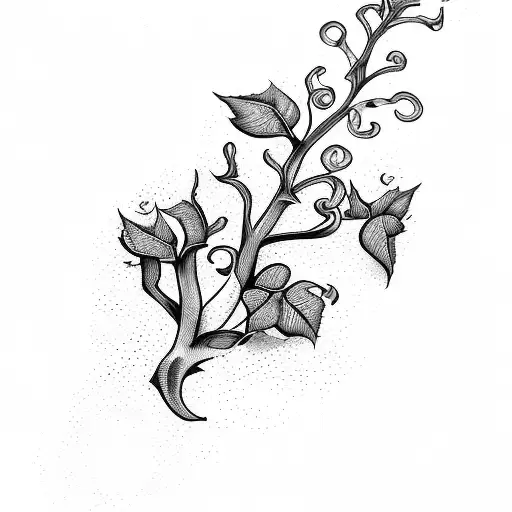 stretched ivy plant with the word Ivey tattoo design idea