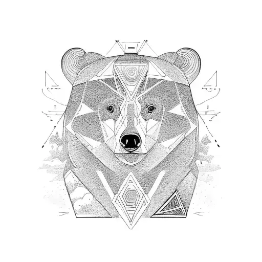 3 animals: a bear, a wasp and a hien in an triangle separated one by one by three triangles tattoo design idea