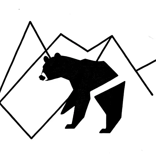 3 animals: a bear, a wasp and a hien in an triangle separated one by one by three triangles tattoo design idea