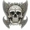 wings d skull inside tattoo design idea