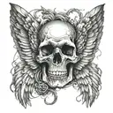 wings d skull inside tattoo design idea