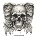 wings d skull inside tattoo design idea