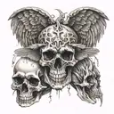 wings d skull inside tattoo design idea