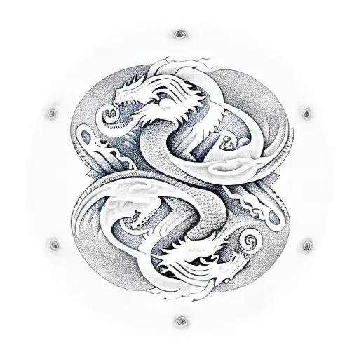 two Dragons like yin Yang  tattoo design idea