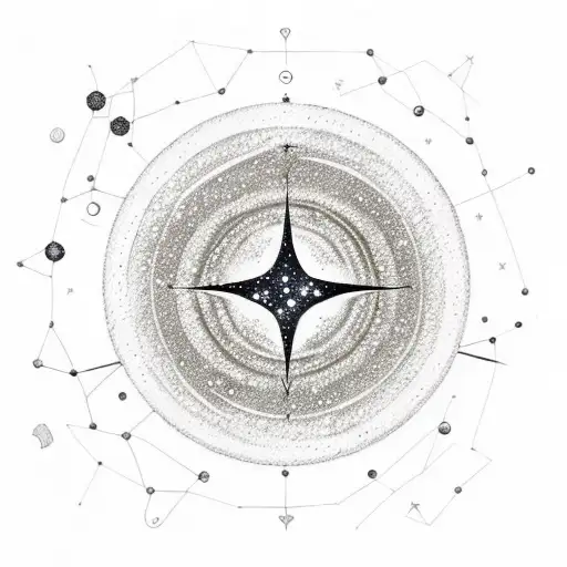 A celestial coffee bean constellation with IT symbols tattoo design idea