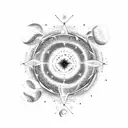 A celestial coffee bean constellation with IT symbols tattoo design idea