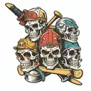 family hockey skull soft shading tattoo design idea