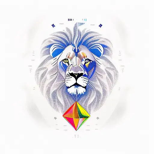 lion music note prism tattoo design idea