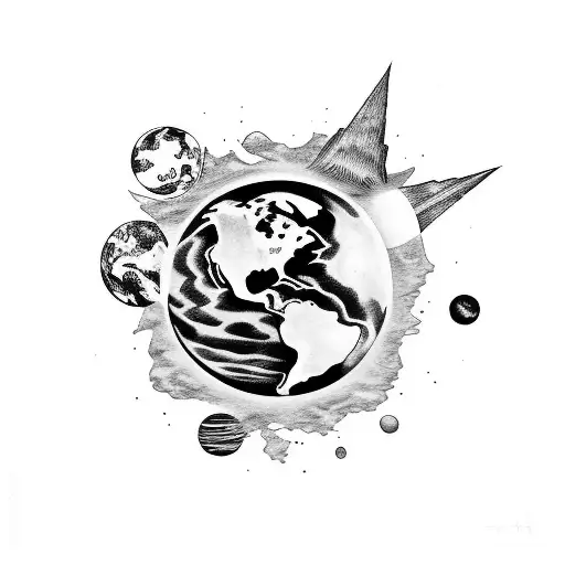 planet earth beating tattoo design idea