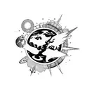 planet earth beating tattoo design idea