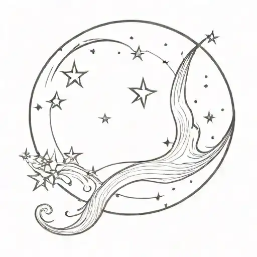 Moon with stars in Sagittarius constellation tattoo design idea