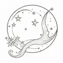 Moon with stars in Sagittarius constellation tattoo design idea