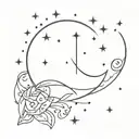 Moon with stars in Sagittarius constellation tattoo design idea